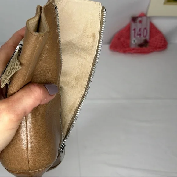 Michael Michael Kors Tan Leather Upper Peep Toe Boots Size 9.5 - Picture 14 of 16